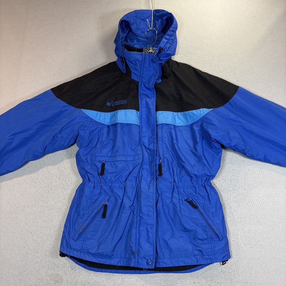 VTG Columbia Womens 3-in-1 Ski Snow Jacket Blue Hooded Coat Medium Boulder Ridge